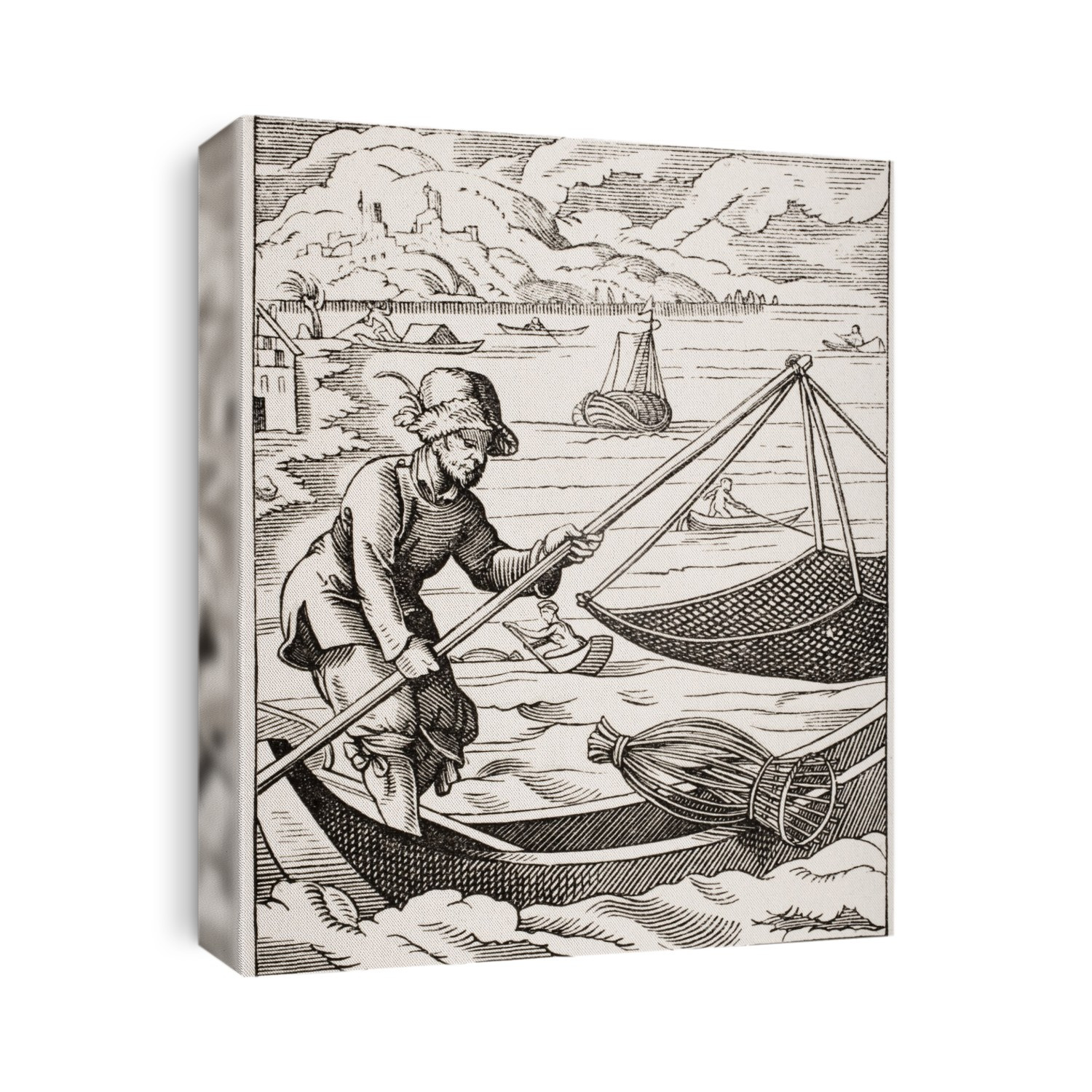 The River Fisherman. 19Th Century Copy Of Picture Designed And Engraved In 16Th Century By Jost Amman