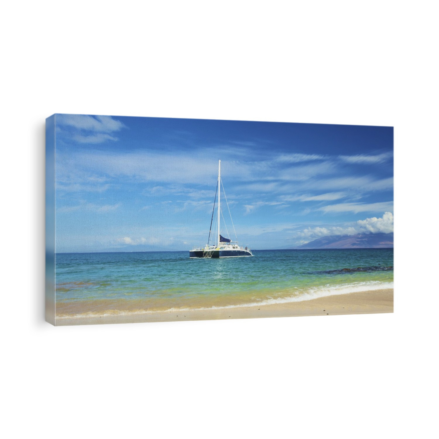 Boat Mooring In The Water Off The Shore Of An Hawaiian Island; Hawaii, United States Of America
