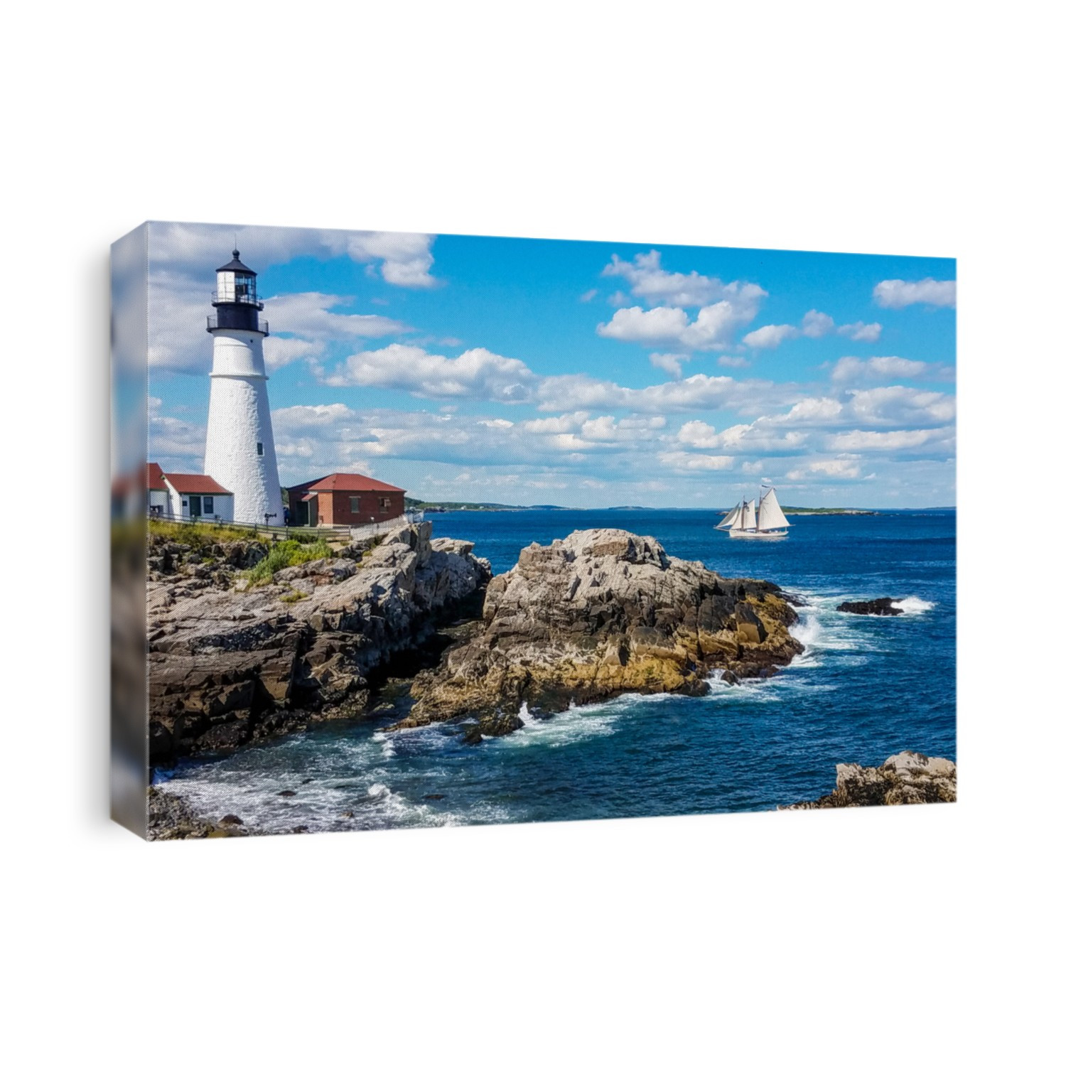 This image was captured on a bright June day at the famous Portland Headlight, also called the Cape Elizabeth Lighthouse in Cape Elizabeth, Maine.