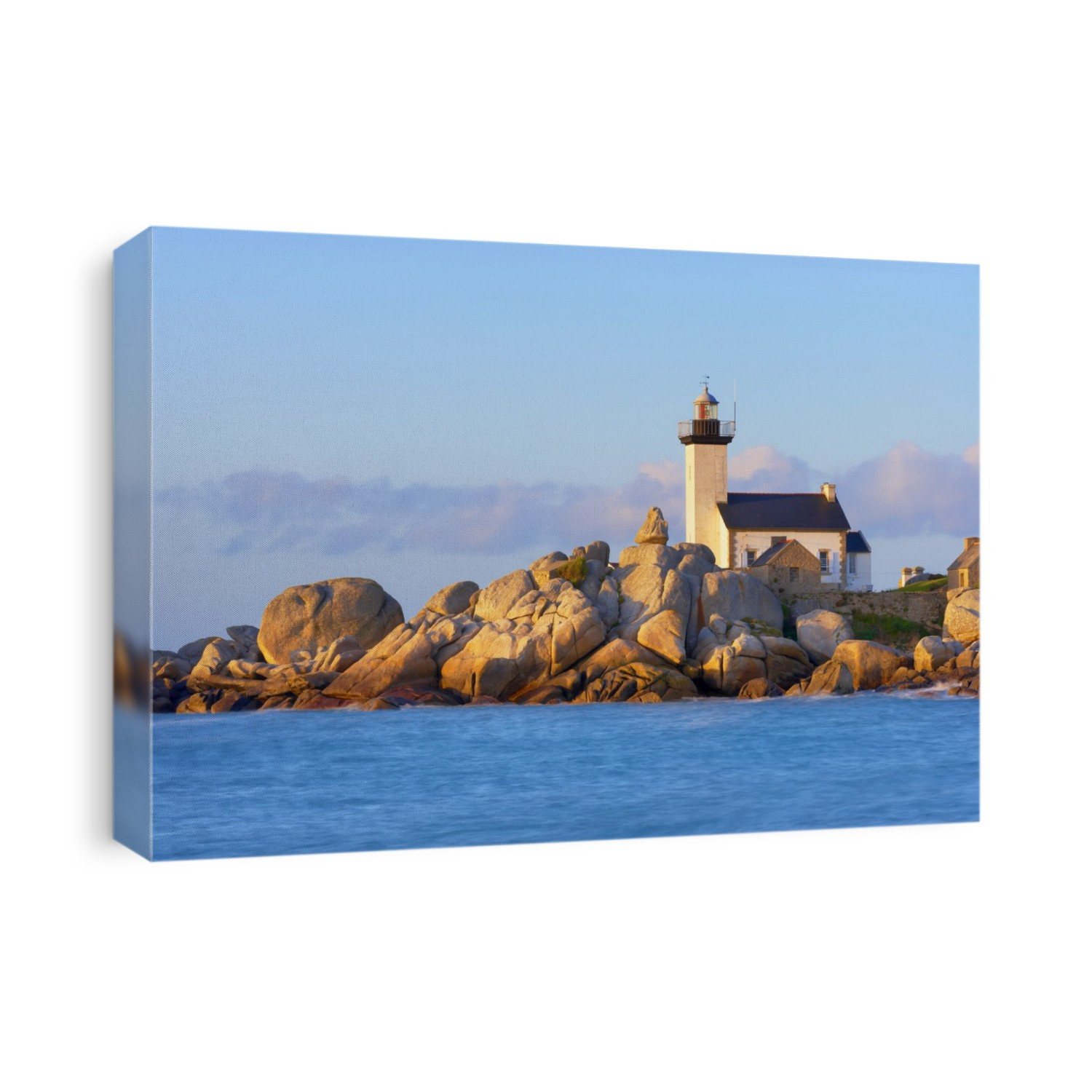Lighthouse on Rocky Coastline, Brignogan-Plage, Finistere, Bretagne, France