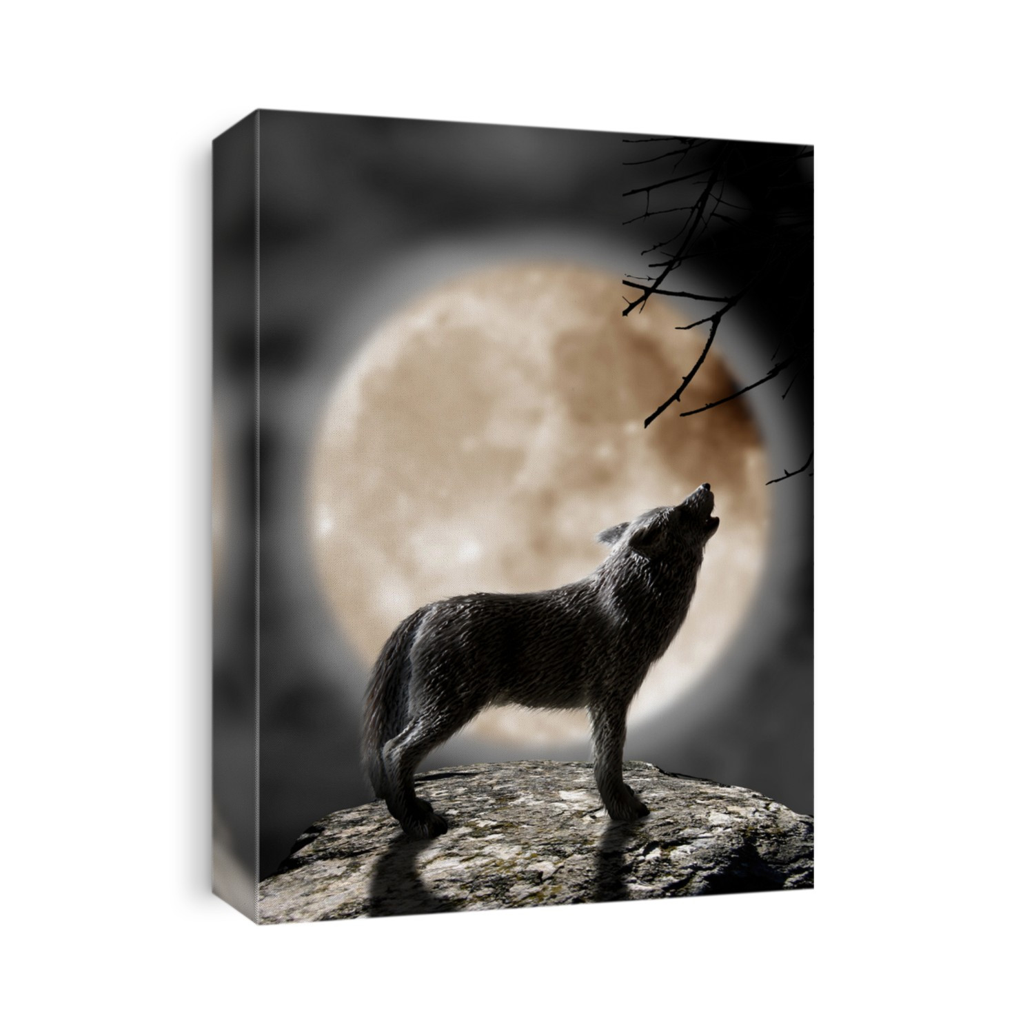 wolf howling to the moon