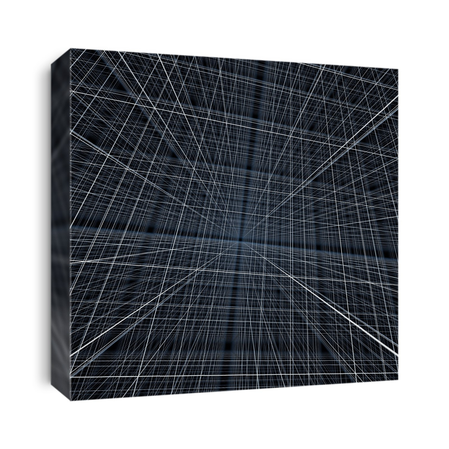 Grid matrix denoting 3d space, but evoking 4d space. Illustration.
