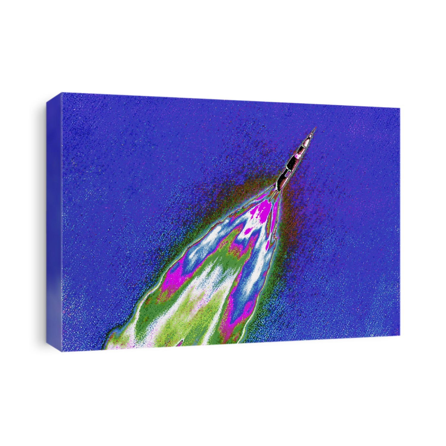 Saturn V rocket launch. Coloured image of a Saturn V rocket at an altitude of 30 km during launch. This spacecraft was used in the NASA Apollo program and carried astronauts to space. It is the heaviest and most powerful rocket to have ever been successfully launched into space. The last Saturn V was launched in 1973.