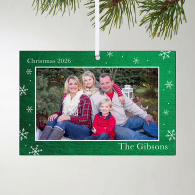 Snowflake Border Photo Rectangle Ornament