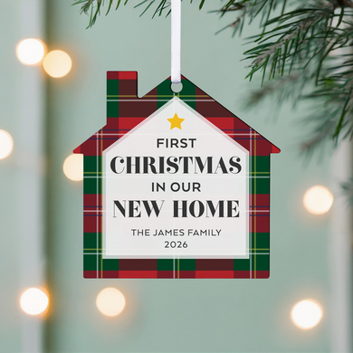 First Christmas Plaid House Ornament