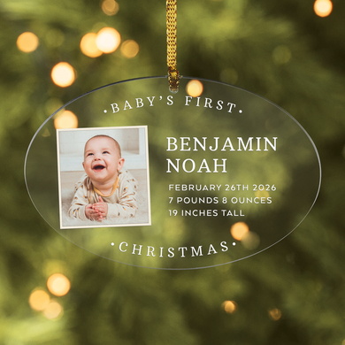 Baby's First Christmas Photo Oval Ornament