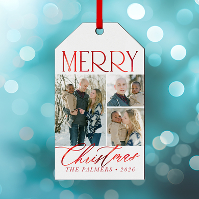 Merry Christmas Photo Gift Tag Ornament