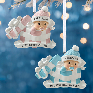 Baby in Present Ornament