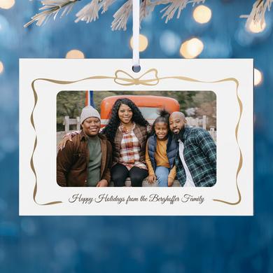 Gold Bow Photo Rectangle Ornament