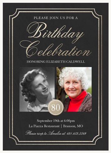Elegant Glamour Adult Birthday Party Invitations