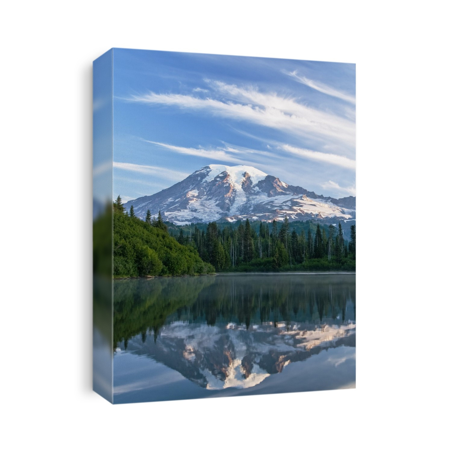 Washington, Mount Rainier National Park, Mount Rainier At Sunrise Reflecting Into Ben Lake.