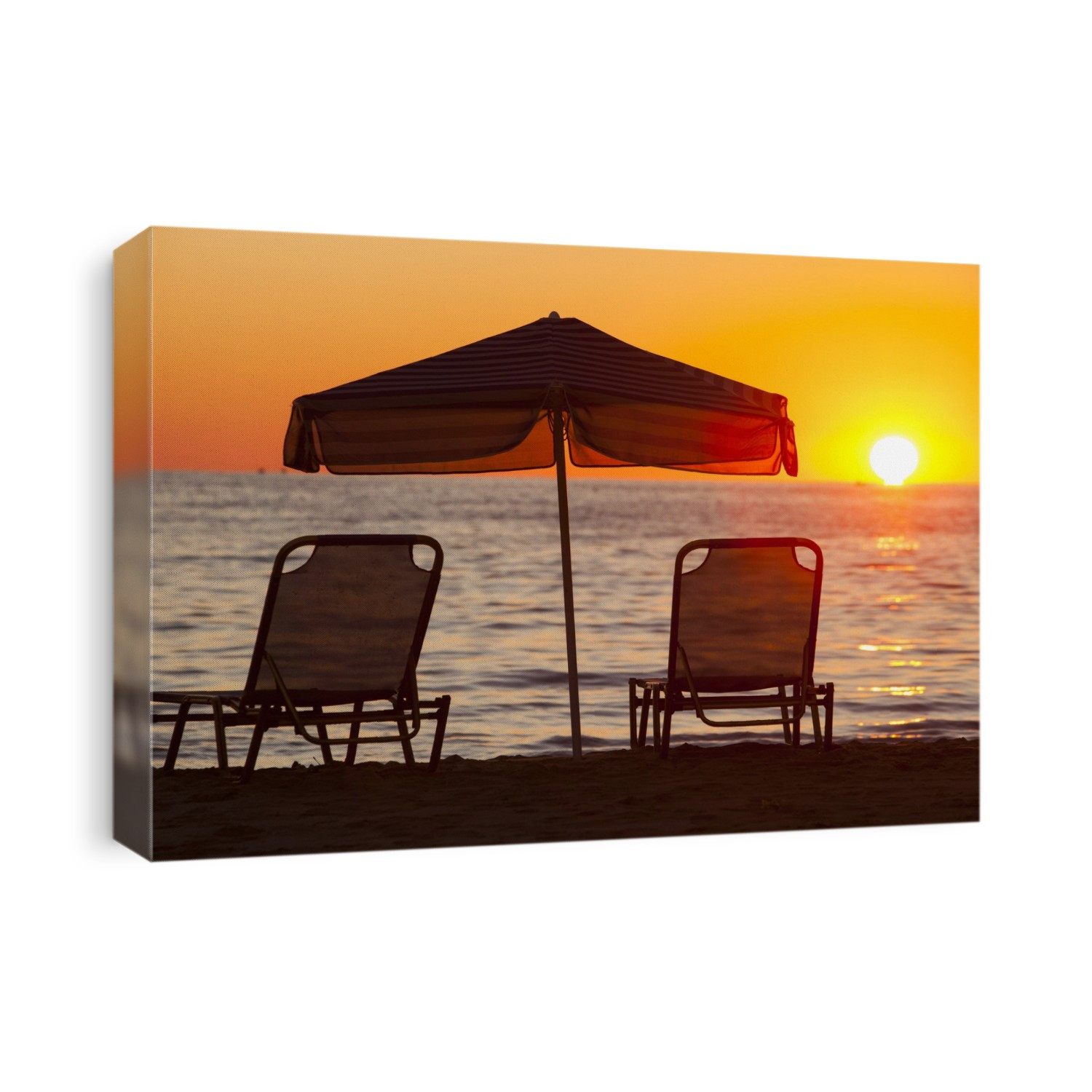 Sunset over a beach in Myrina, on Lemnos, Greece.