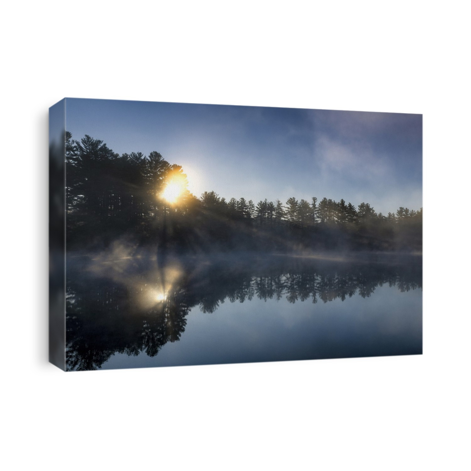Misty sunrise over Lake Rohunta at Athol in Massachusetts.