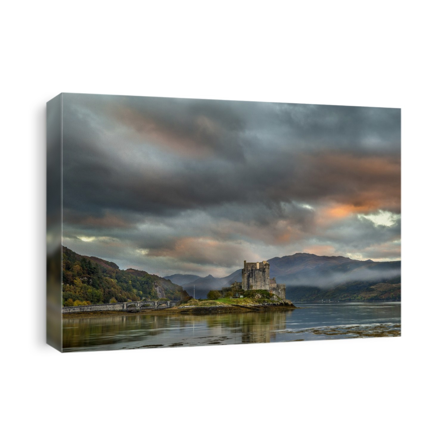 Eilean Donan castle at dusk. This castle was built in the early thirteenth century. Photographed in Scotland, UK.