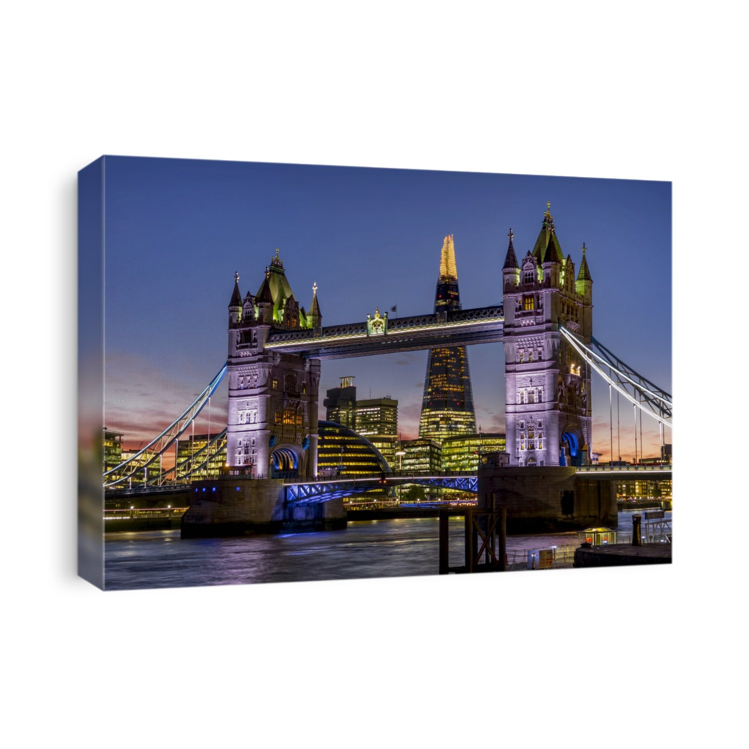 Shard With Tower Bridge At Sunset; London, England