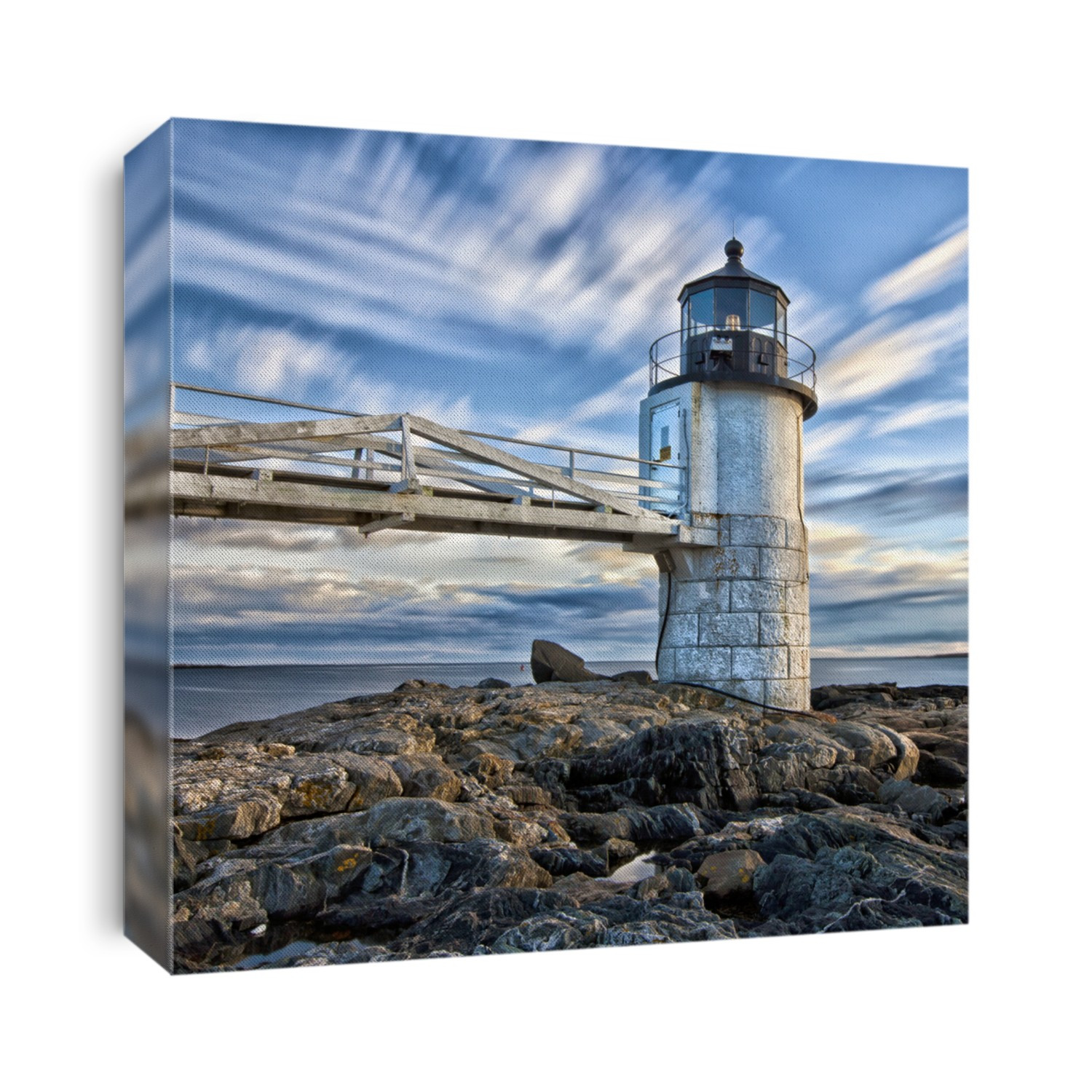 Lighthouse on top of a rocky island in Maine