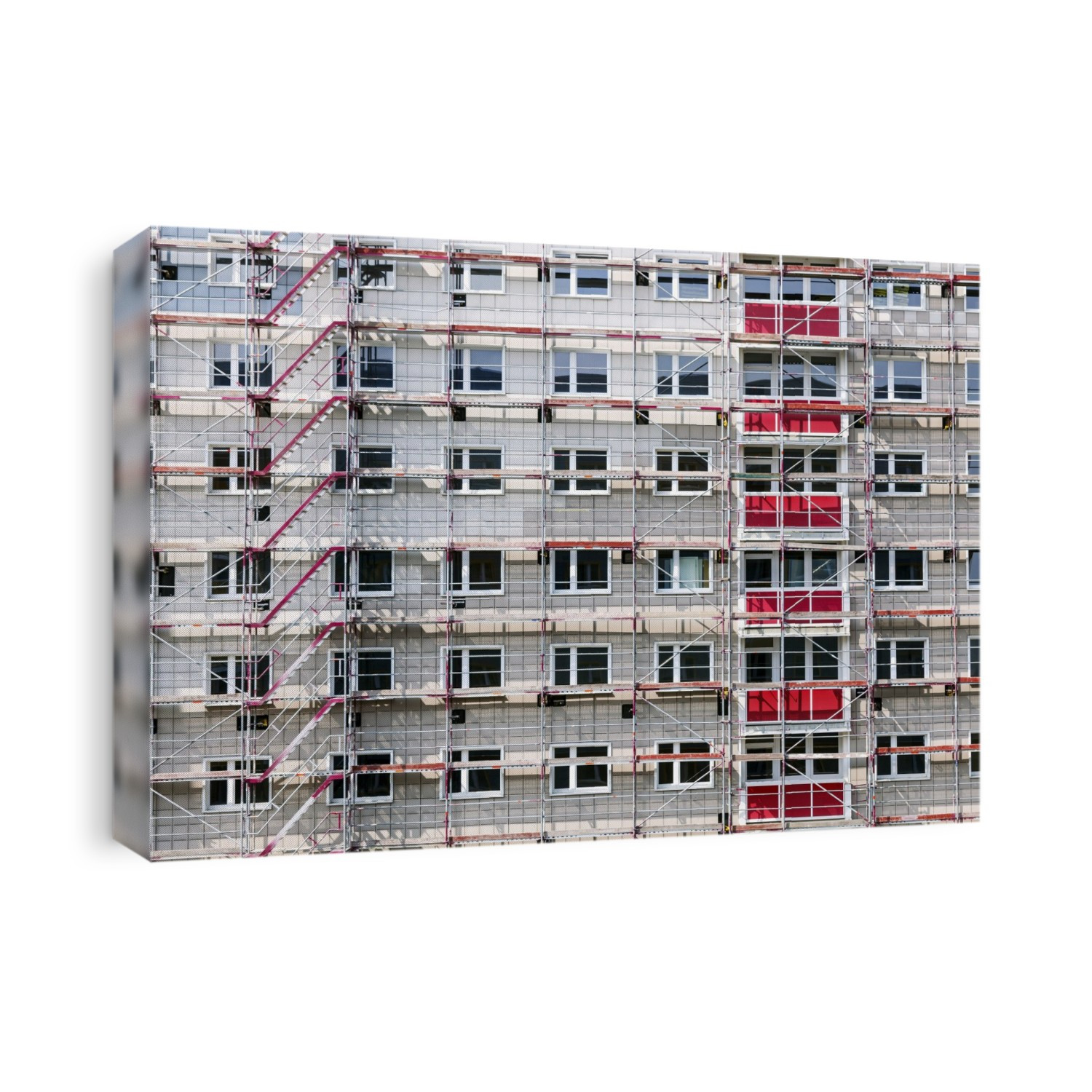 Building exterior with scaffolding.