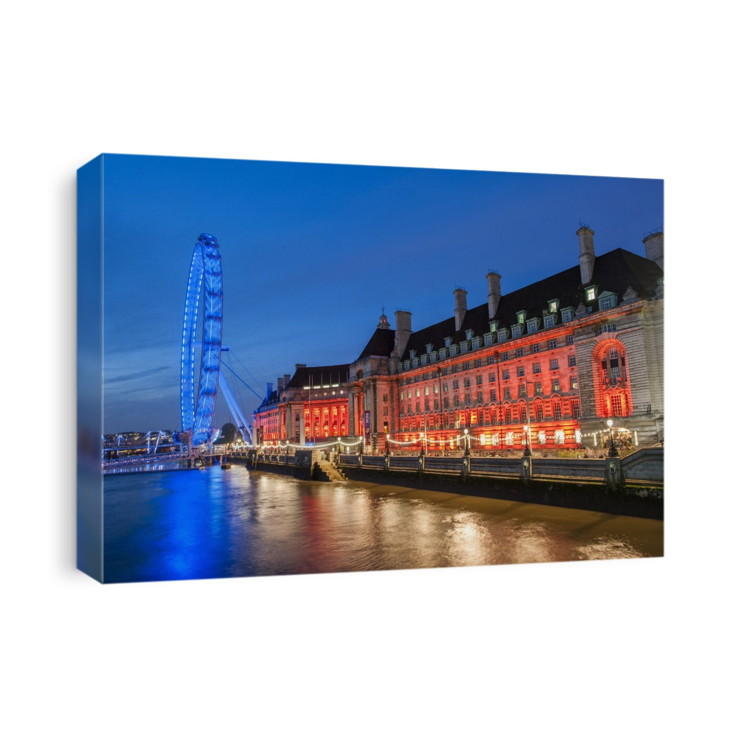 The London Eye and Aquarium at night.