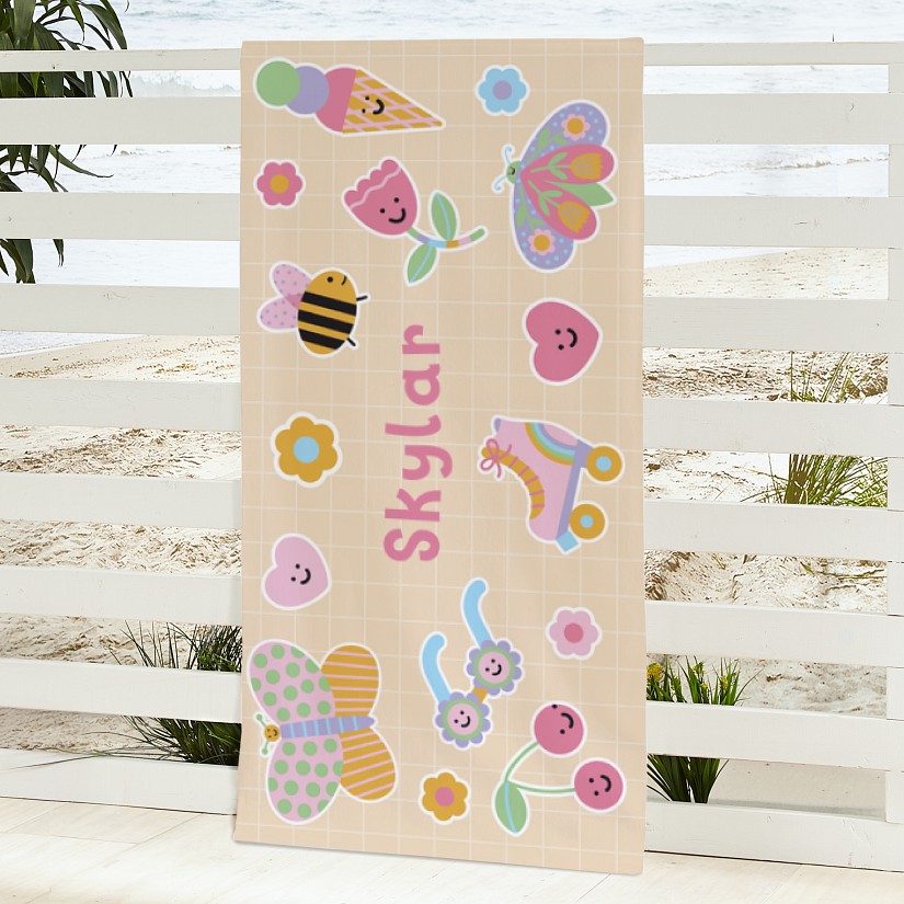 Playful Stickers Beach Towel