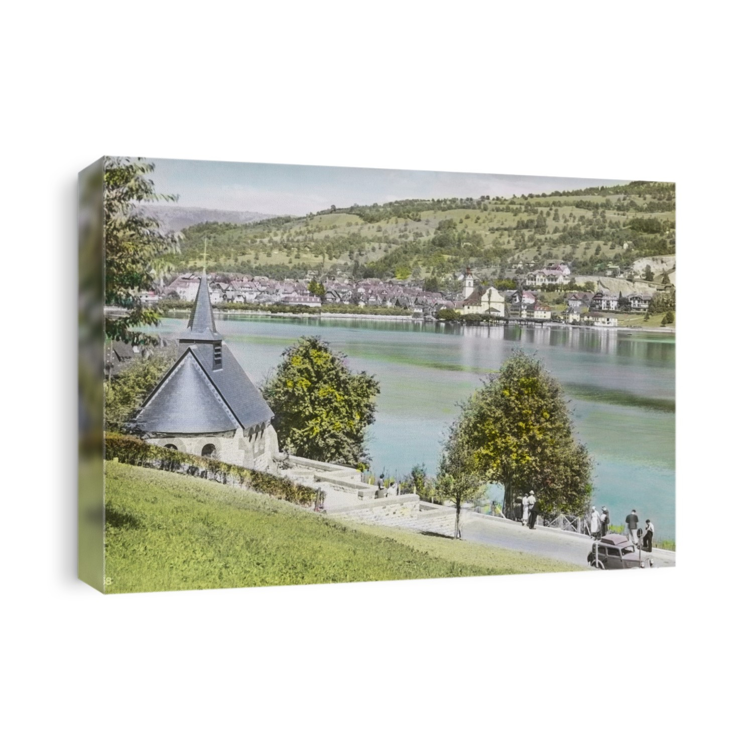 Queen Astrid Commemorative Chapel In Switzerland. A Hand Coloured Magic Lantern Slide Circa 1900