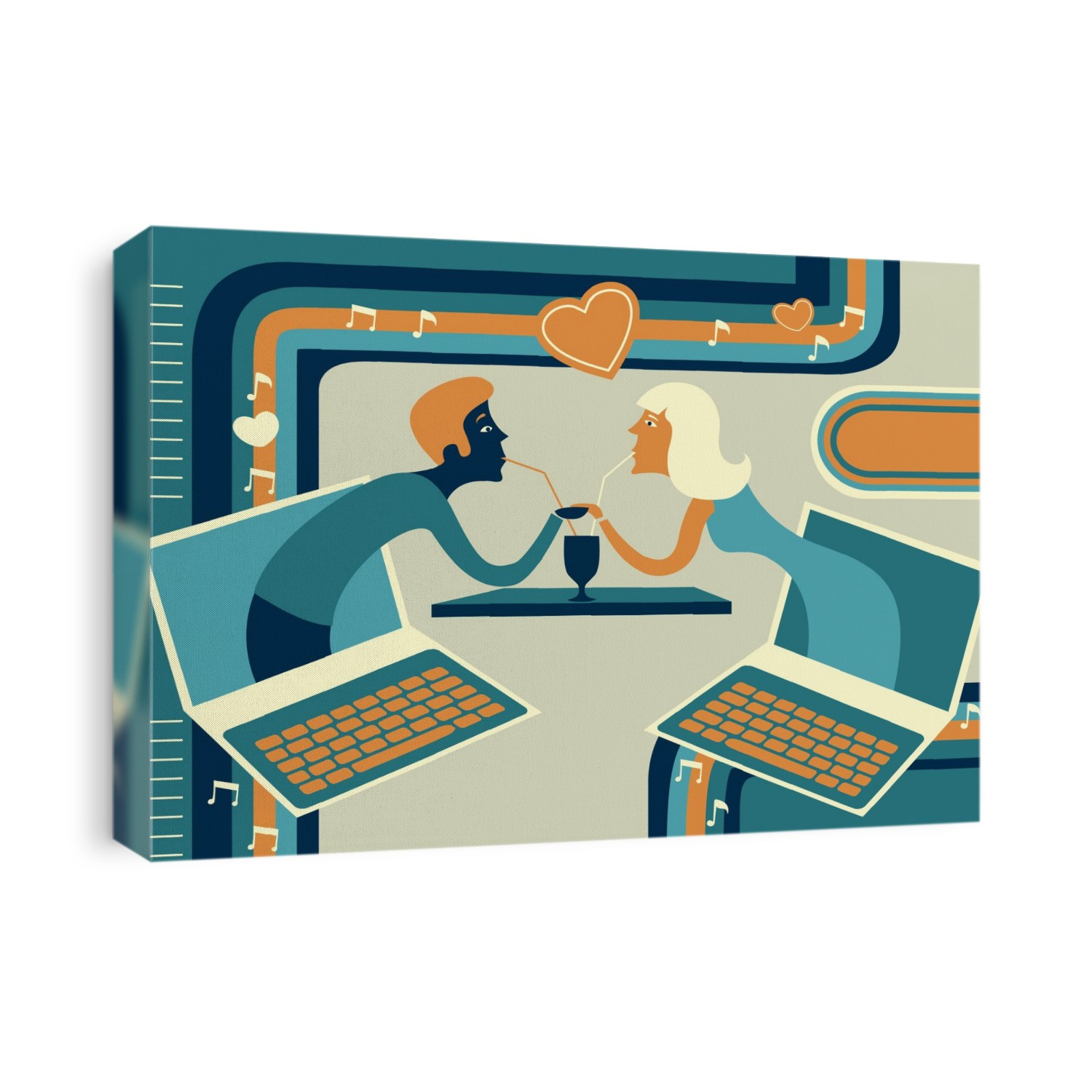 Illustration of couple representing online dating.