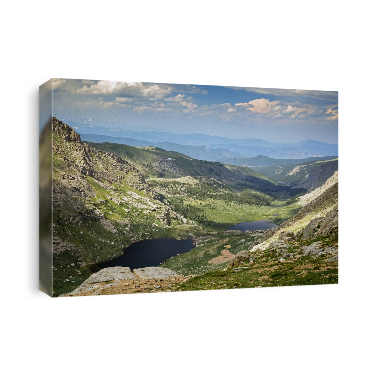 View of the glacial valley containing the Chicago Lakes, from the Summit Lake Area, Mt. Evans, Arapaho National Forest, Colorado, USA.