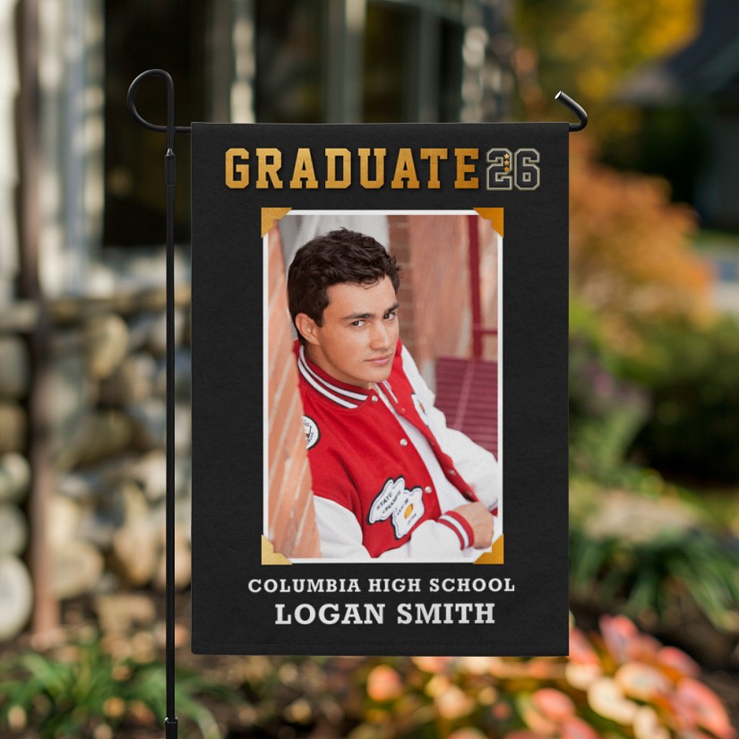 Varsity Letter Graduation Photo Garden Flag