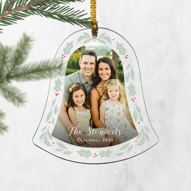 Holly and Berries Photo Bell Ornament