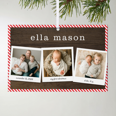 Candy Cane Border Photo Collage Rectangle Ornament