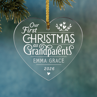 First Grandparents Christmas Heart Ornament