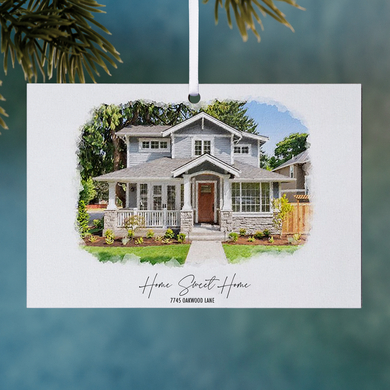 Painterly House Portrait Rectangle Ornament