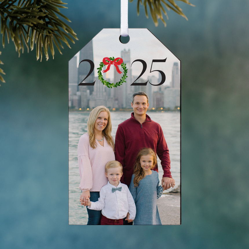 Year Wreath Photo Gift Tag Ornament