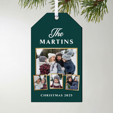 Holiday Glow Photo Collage Gift Tag Ornament
