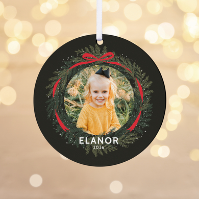 Enchanted Wreath Photo Round Ornament