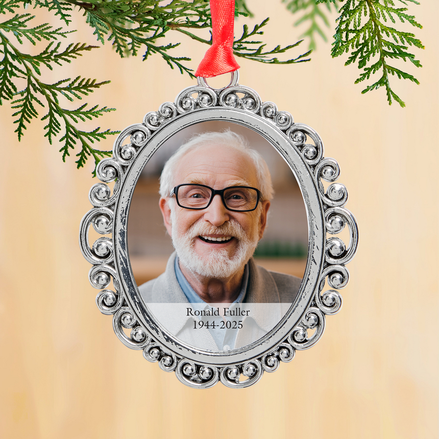 Picture-Perfect Photo Ornate Oval Memorial Ornament