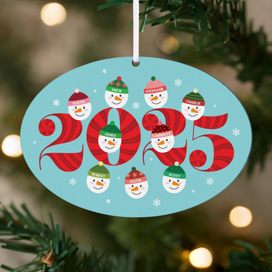 2025 Snowman Family Oval Ornament