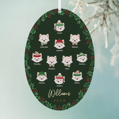 Festive Fox Family Oval Ornament