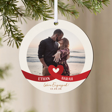 Intertwined Heart Photo Round Ornament