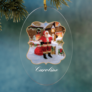 Santa Scenic Frame Oval Ornament
