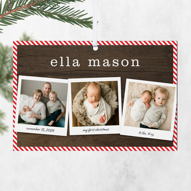Candy Cane Stripes Photo Rectangle Ornament