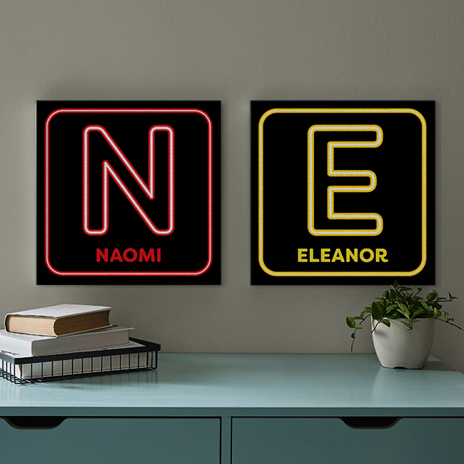 TwinkleBright® LED Initial Neon Sign Canvas