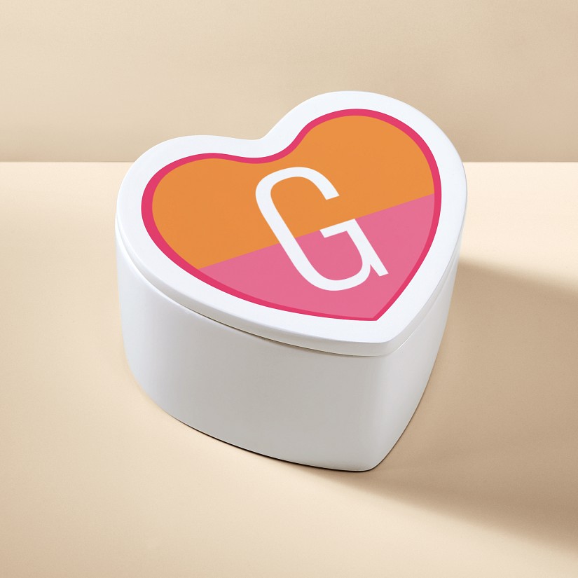 Color Block Initial Heart Keepsake Box