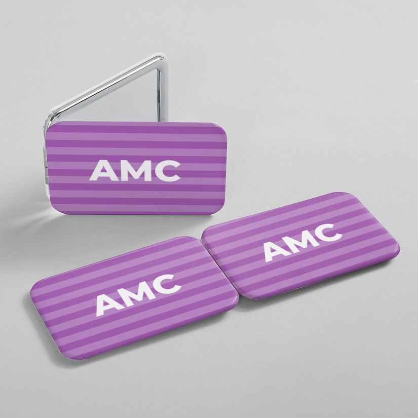 Initial Stripes Rectangle Purse Mirror