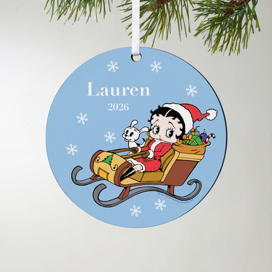 Betty Boop™ Sleigh Round Ornament
