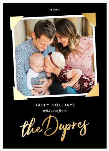 Photo Corners Personalized Holiday Cards