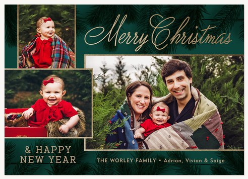 Modern Pine Photo Holiday Cards