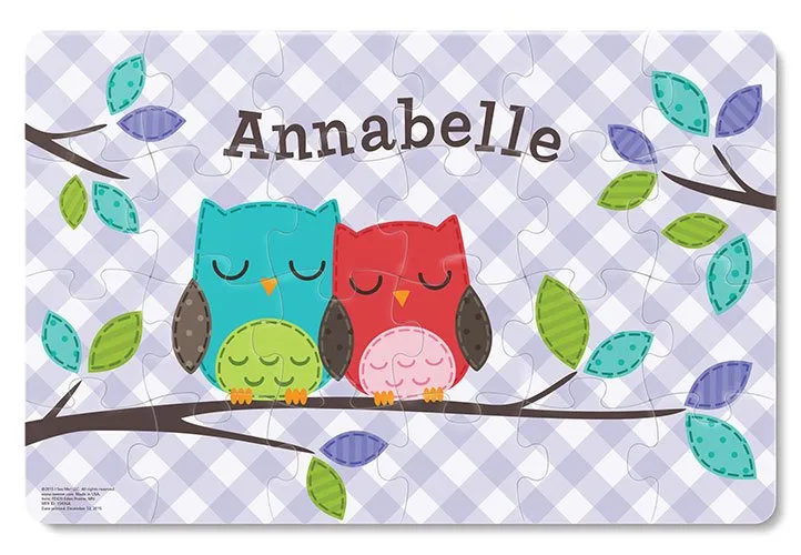 Gingham Owl Personalized Puzzle - 24 Pieces