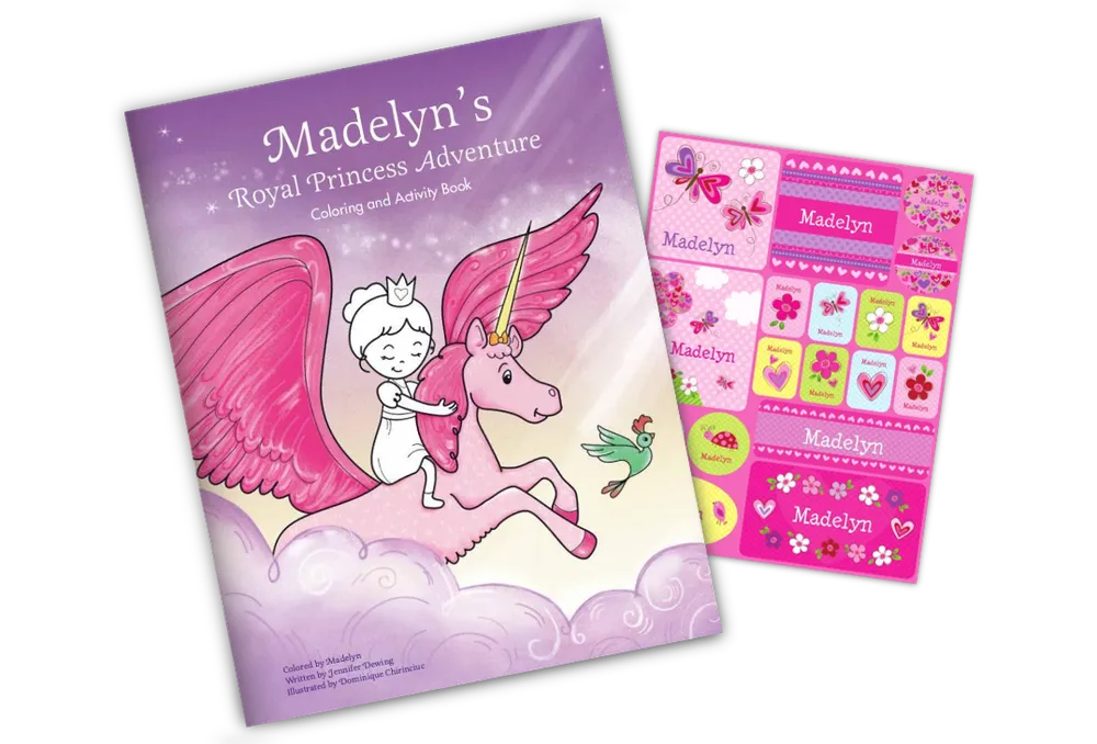My Royal Princess Adventure Personalized Coloring Book and Sticker Gift Set