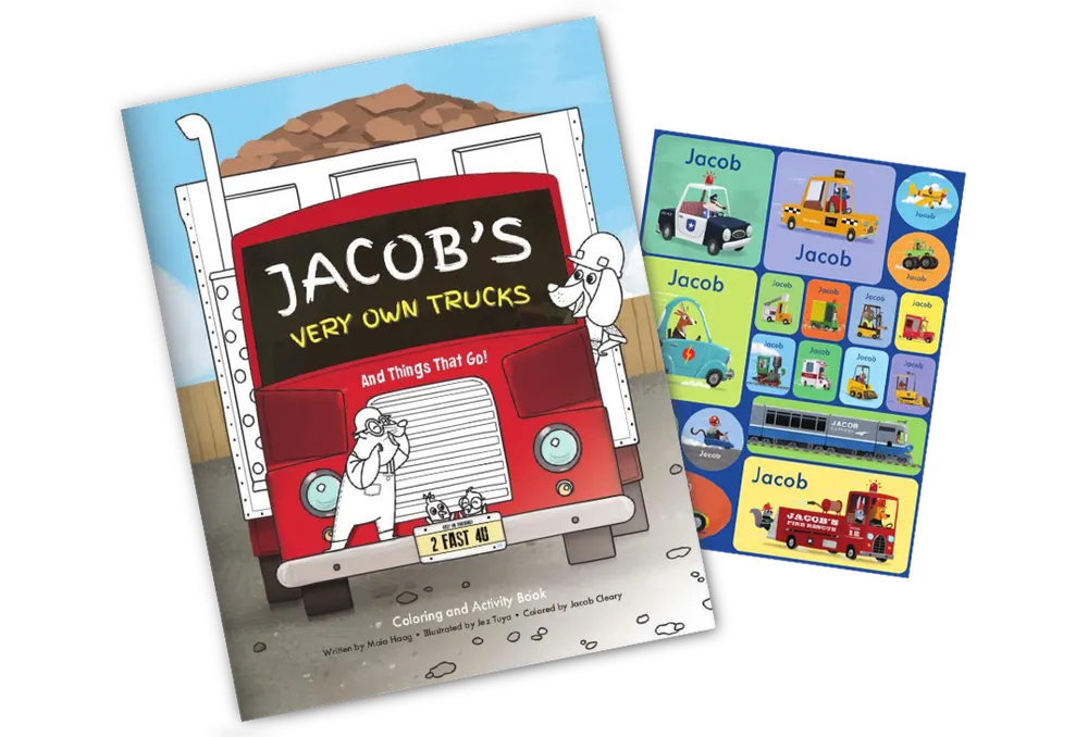 My Very Own Trucks Personalized Coloring Book and Sticker Gift Set