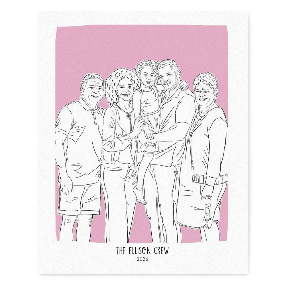 Family Personalized Portrait - Black Line